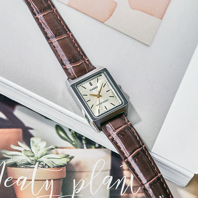 Casio Watch Women Leather Square Dial Female Quartz Clock Relogio Mulher LTP-V007L/9E/B image 4