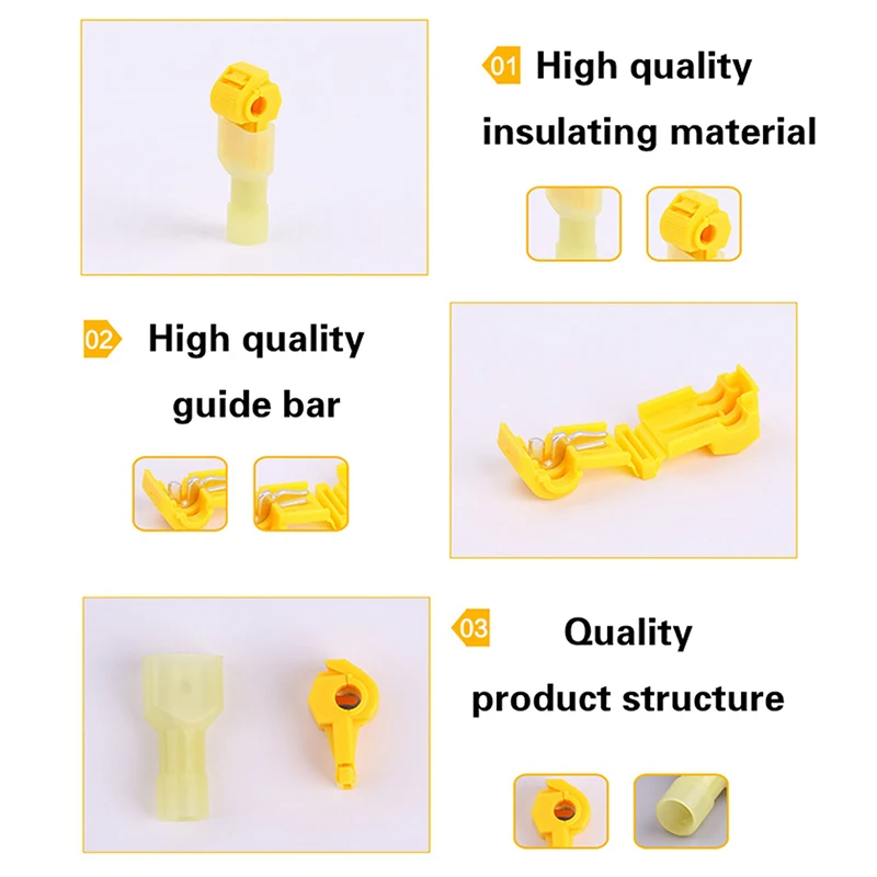 10/20/40/50Pcs T-type Wire Connector Quick Electrical Terminal Crimp Non Destructive Without Breaking Line AWG 22-18