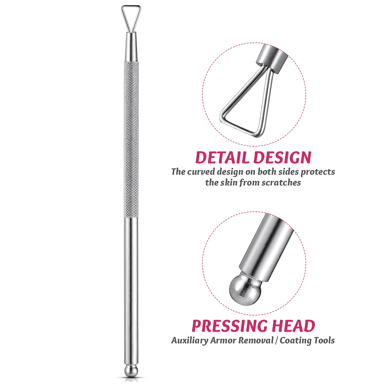 4Pcs Stainless Steel Nail Art Removing Tool Triangle Cuticle Pusher Gel Polish Scraper for Manicure Pedicure Nail Gel Remover