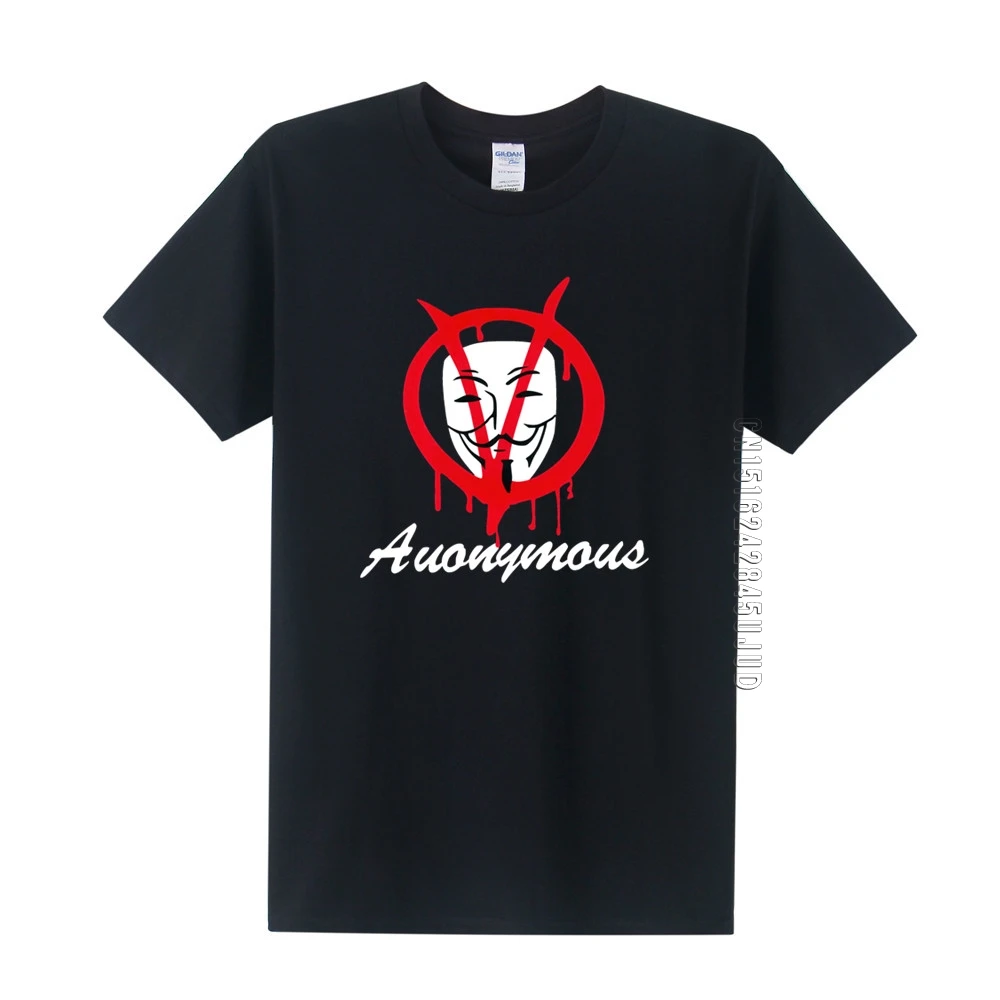 Brand New Summer V for Vendetta T Shirt Anonymous Guy Fawkes Mask Men T-Shirts O Neck 100% Cotton Boy Tees Tops Men Clothing