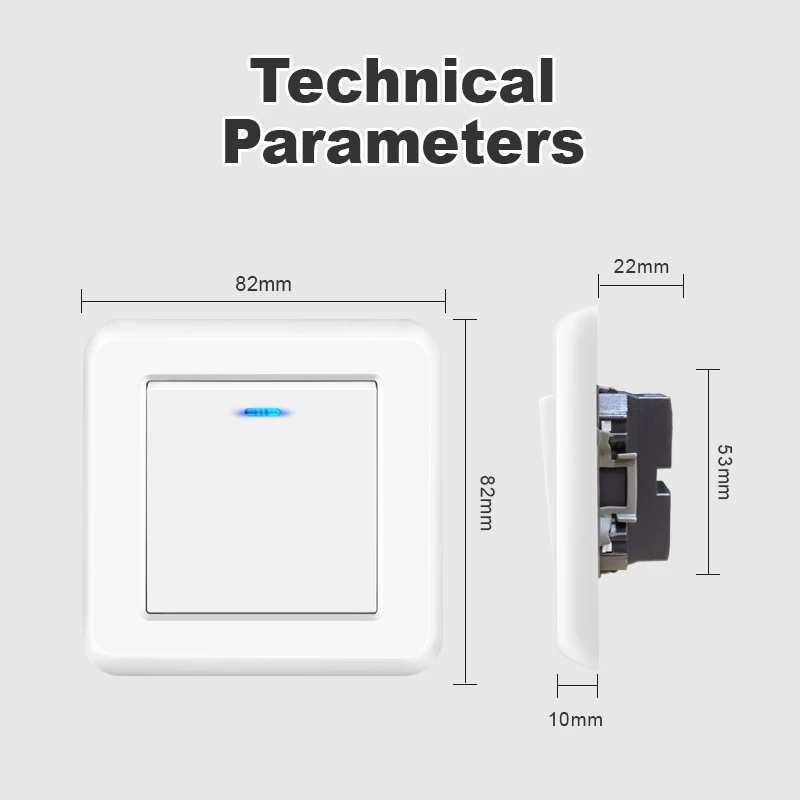 1 Gang 1/2 /3Way Stair SwitchEquipped with LED indicator light, Plastic panel, Rocker Light Switch,  Toggle Wall Switch