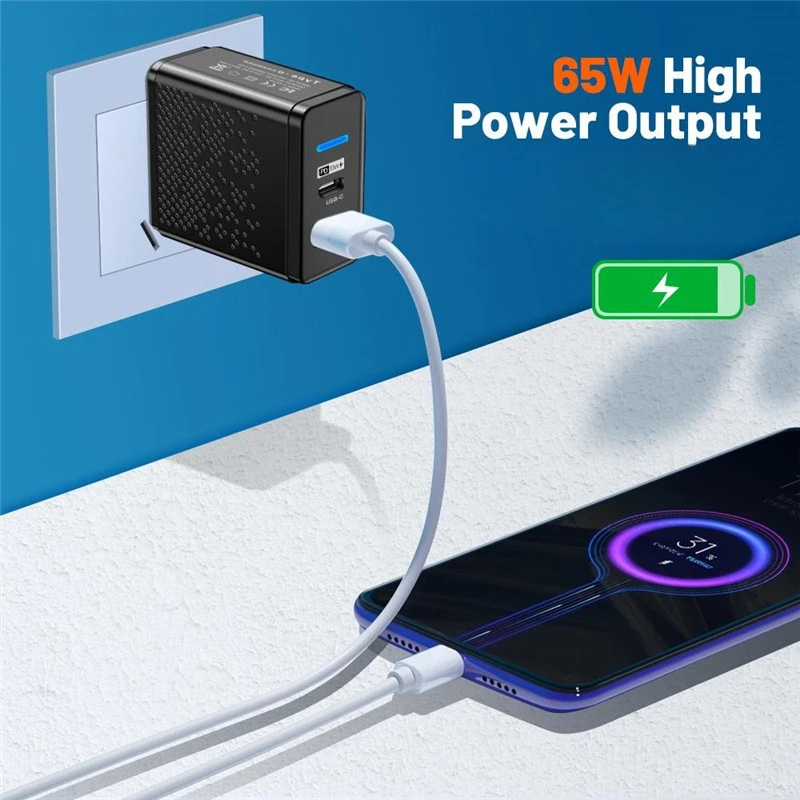 65W USB Charger Type C PD Charging Mobile Phone Adapter Travel Office Home For Samsung Xiaomi iPhone 14 Wall Charger