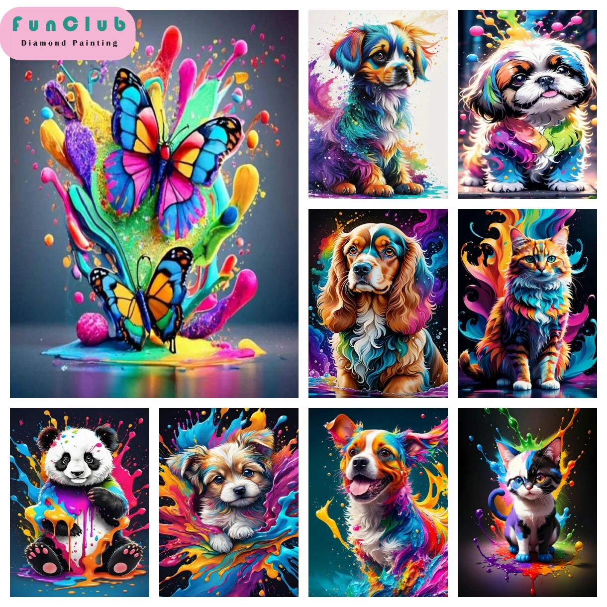 

5D DIY алмазная живопись красочные художественные животные Сова кошка панда собака енот круглый алмаз мозаика вышивка крестиком домашний декор