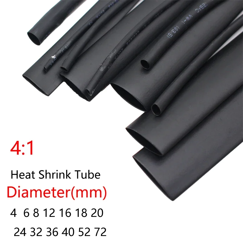 1Meter 4:1 Heat Shrink Tube With Glue Thermoretractile Heat Shrinkable Tubing Dual Wall Heat Shrink Tubing 6 8 12 16 24 40 52 72