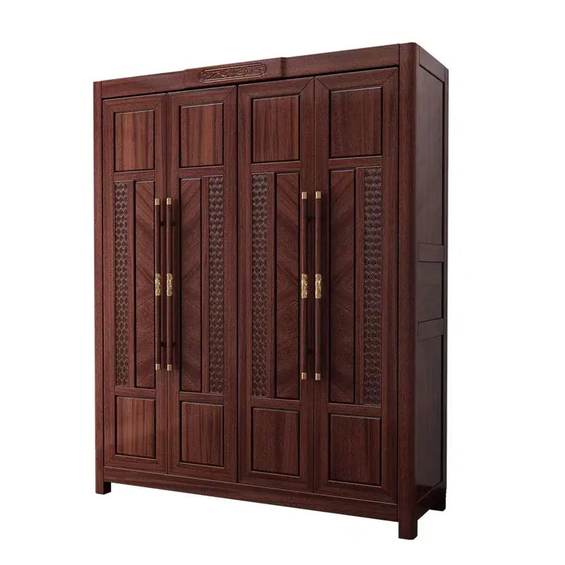 

Ebony wood, solid wood, large wardrobe, retro style, new Chinese style, home, bedroom