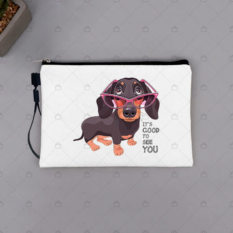 Love Dachshunds Dogs Cosmetic Bags Bridesmaid Clutch Travel Beauty Makeup Bag Bachelor Lipstick Wedding Party Bride Pencil Cases