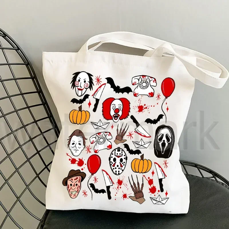 Halloween Grote Tote Bag Halloween Vrienden Cadeau Shopper Halloween Party Cadeau Boodschappentas Movie Killers Herbruikbare boodschappentas