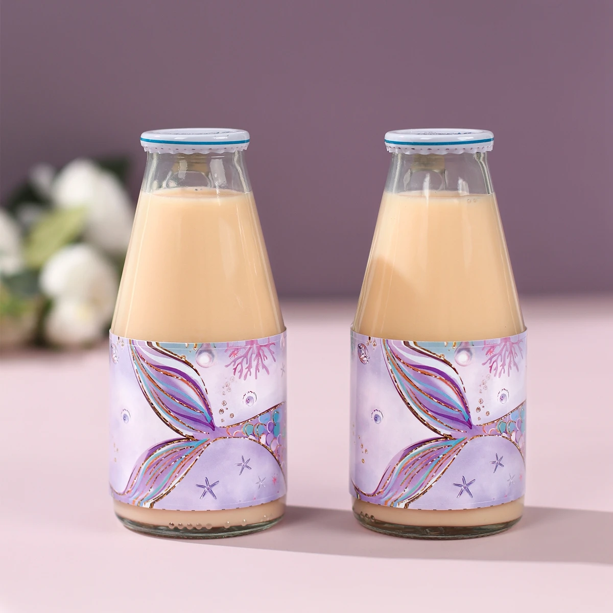 10pcs Mermaid Bottle Stickers Happy Little Mermaid Birthday Party Decoration Kids 1st Birthday Baby Shower Party Supplies
