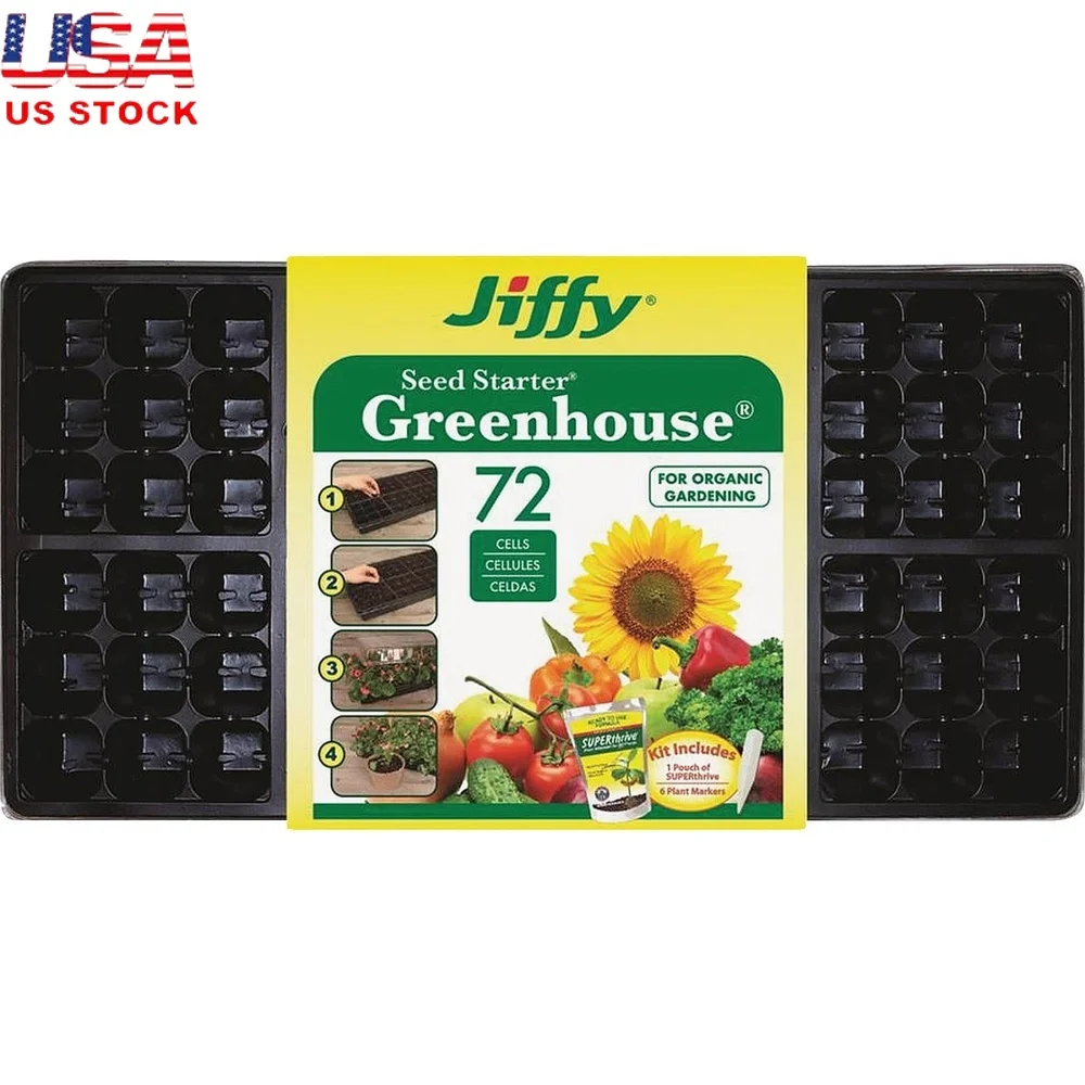 プロ仕様の種まきキット 72穴セルトレイ 防水温室クリアドーム付き スーパースライブビタミンパック 植物マーカー付き 種子入り