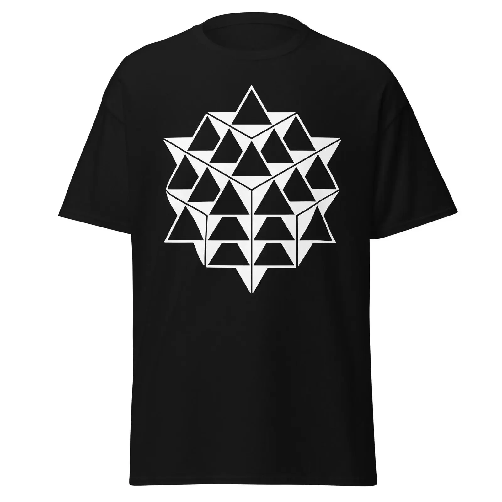 64 Tetrahedron Grid Sacred Geometry Men's T Shirt Streetwear Festival Yoga Wear Star Flower of Life  vintage Washed homme