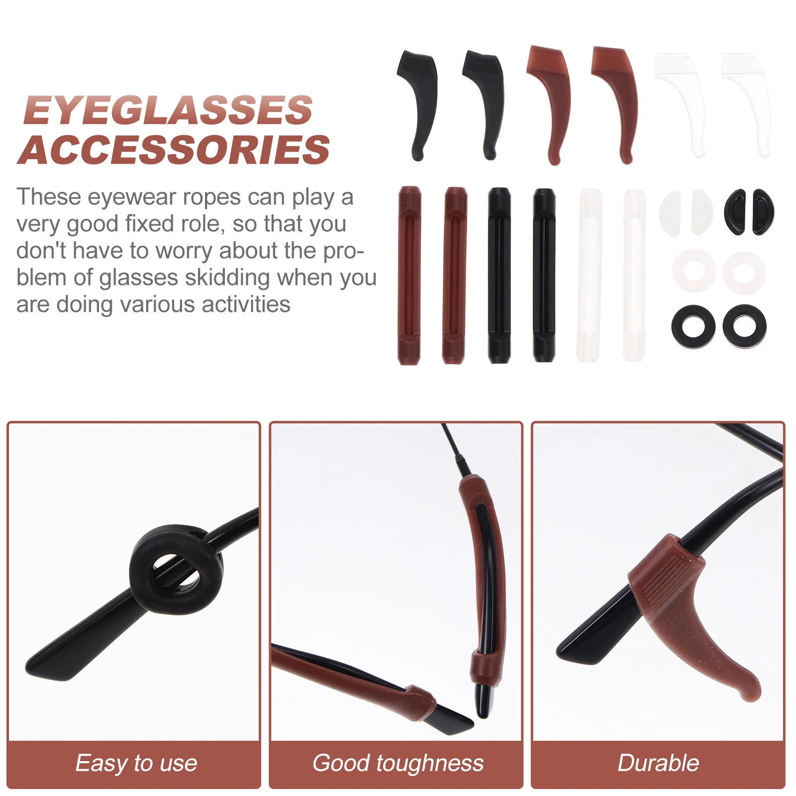 

Silicone Eyewear Retainer Set Glasses Strap Holder Non Slip Durable Practical Fishing Biking Hiking Reading Accessories