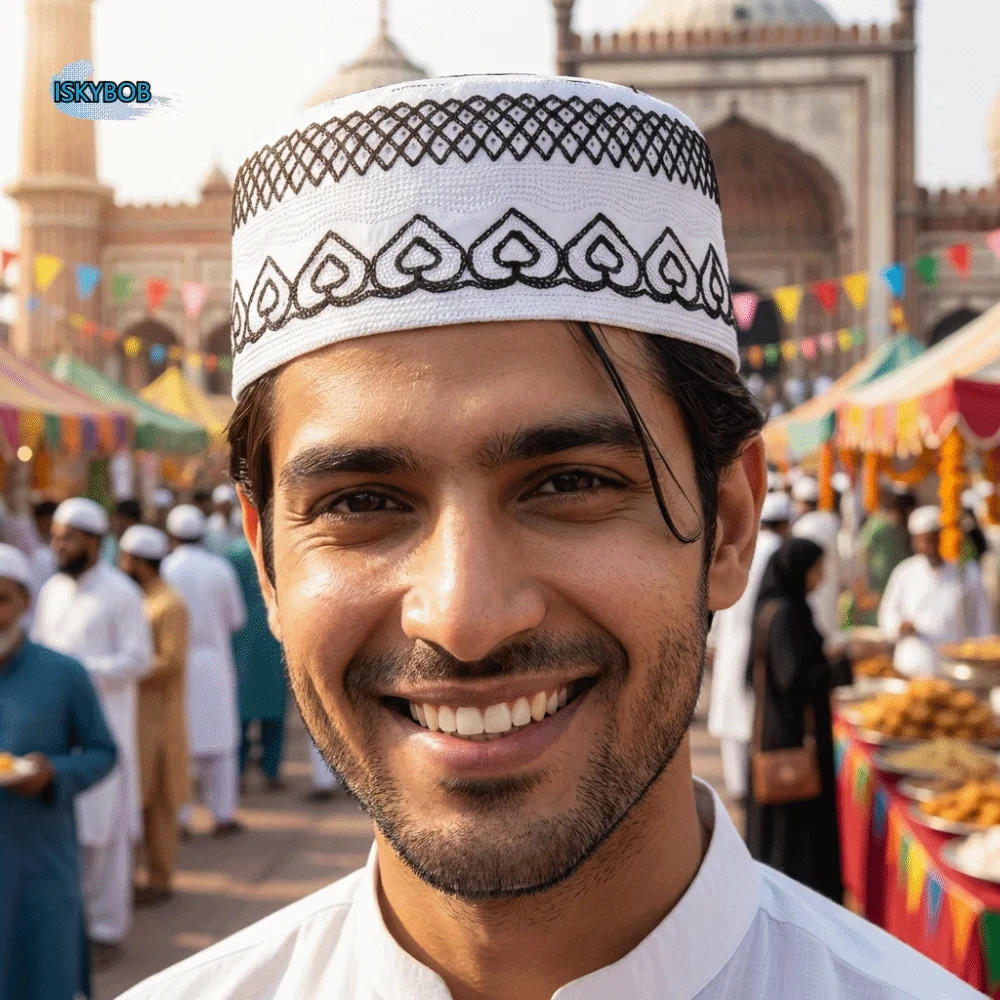 

Модная круглая исламская плоская шапка в этническом стиле, дышащая, удобная, тонкая мусульманская шапка для Рамадана, для улицы