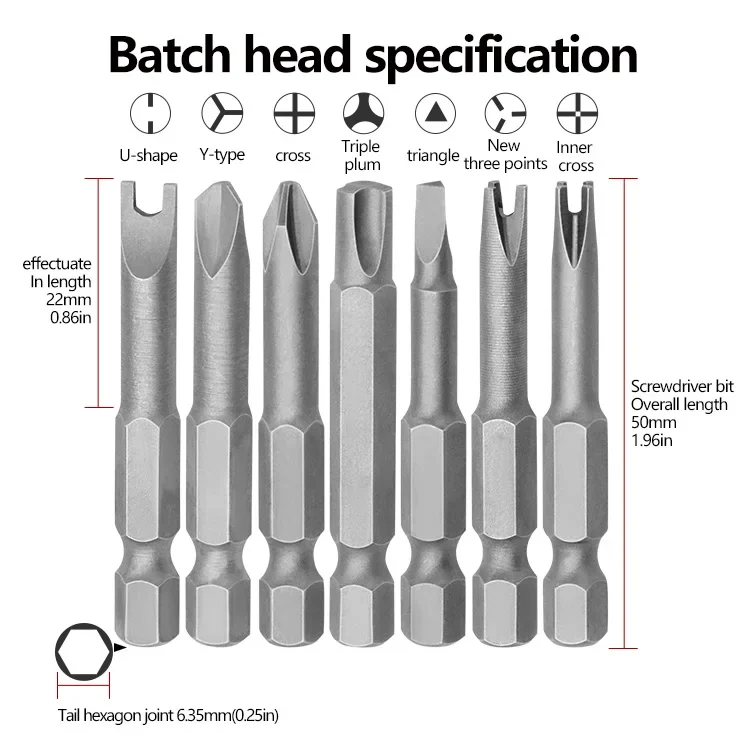 4/5/7/13PCs Speziell geformte Schraubendreher-Bits Schlitz Phillips Dreieck Magnetische Charge Kopf Innere Kreuz drei Punkte Schraubendreher – Detail 5