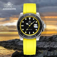 Reloj ADDIESDIVE con bisel giratorio para hombre, reloj de cuarzo de 41mm, costura inoxidable BGW9, correa de goma luminosa, reloj de buceo de 200m para hombre, nuevo