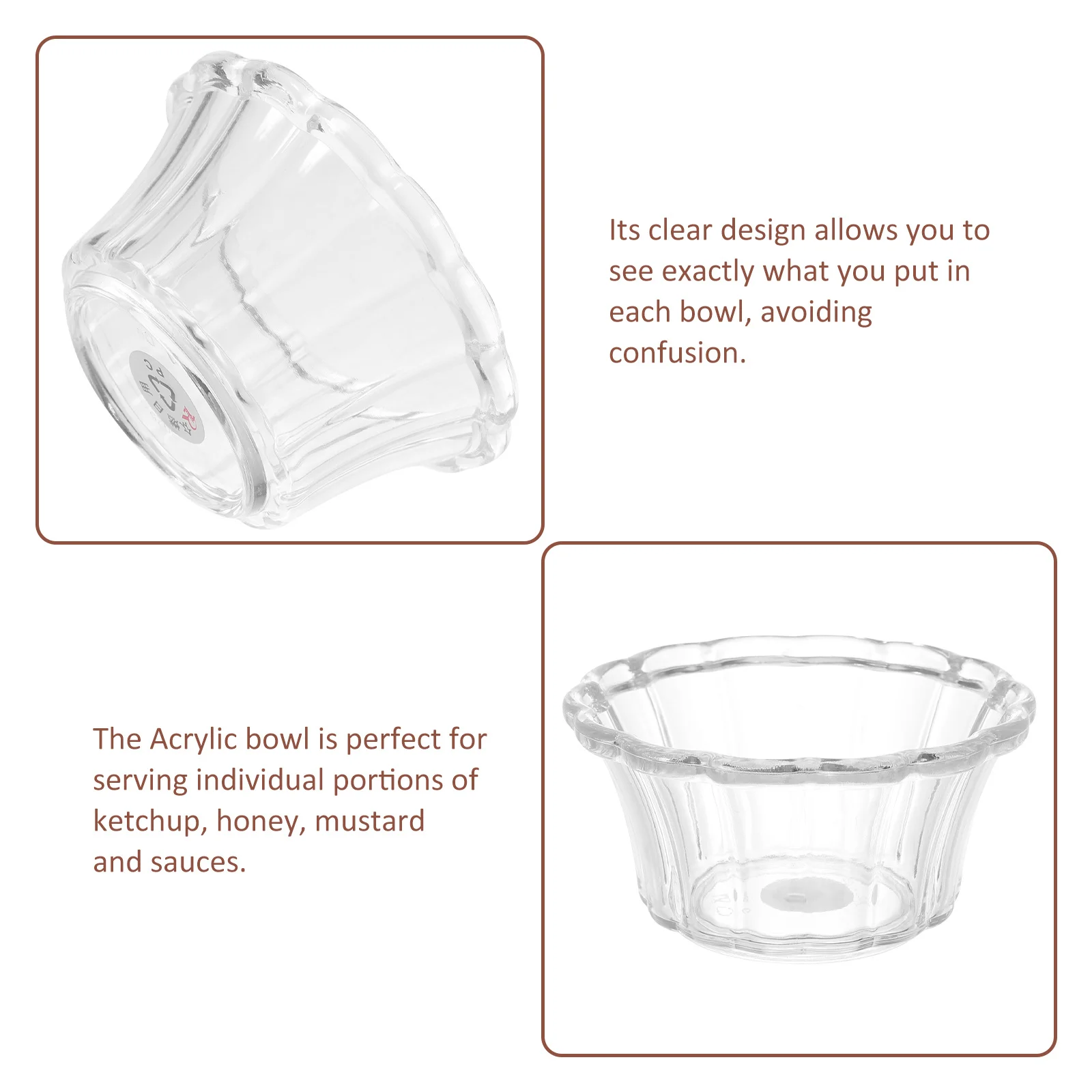 

4Pcs Clear Acrylic Sauce Bowls Small Condiment Bowls for Serving Dips Snacks and Salad Sauce Bowl Serving Bowl Set