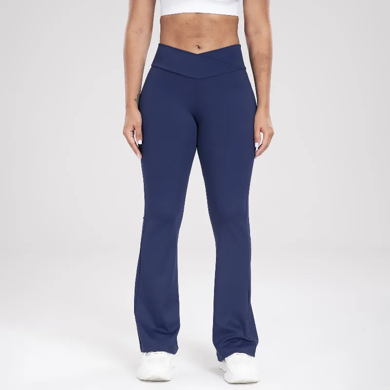 Cross Waist Sports Outdoor Casual Bell Bottom Pants Slim Yoga Pants Women's High Waist Lifting Buttocks Peach Buttocks Leggings