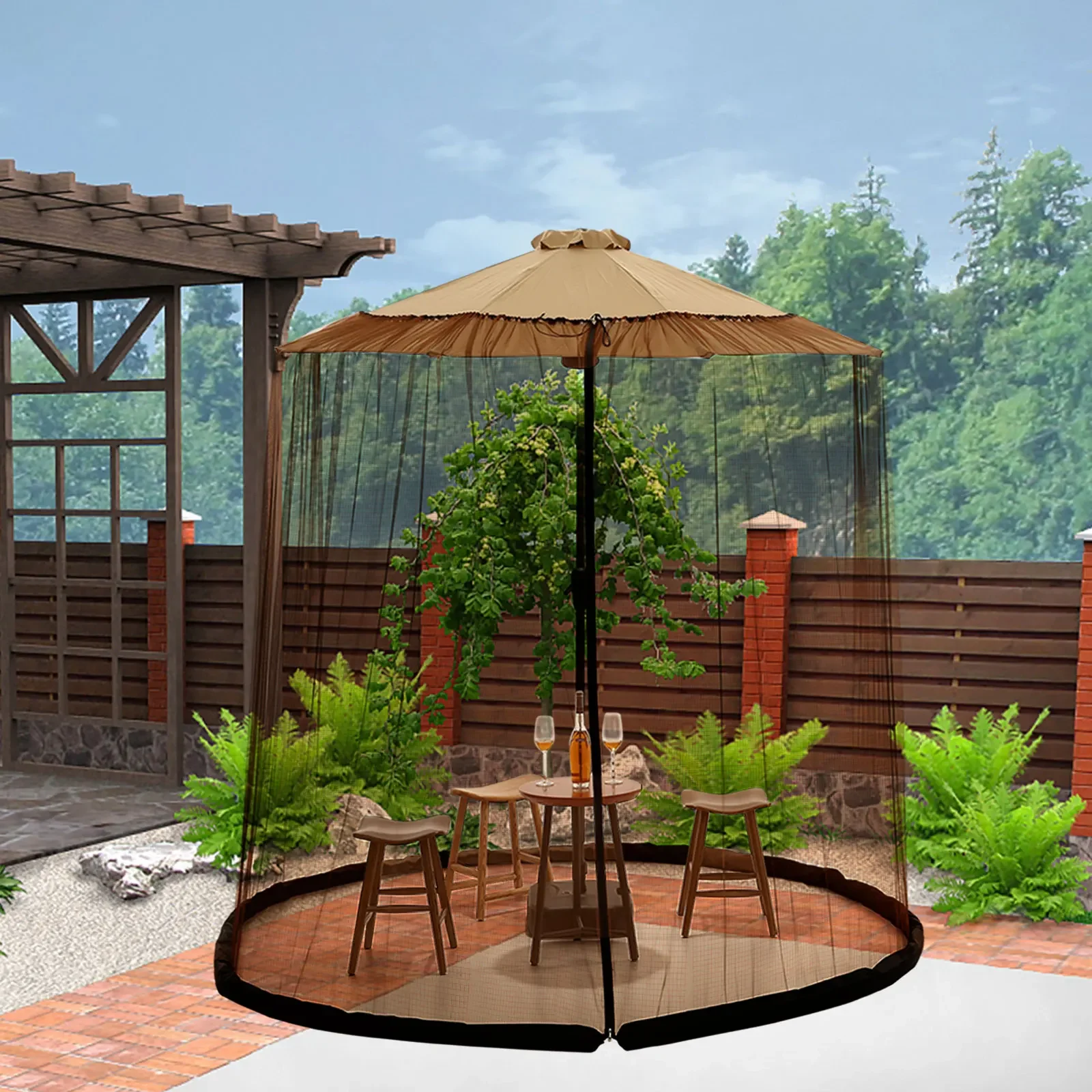 

Наружный садовый навес от москитной сетки с солнцезащитным козырьком — регулируемая веревка, портативный для патио, балкона, палатки для путешествий в кемпинге