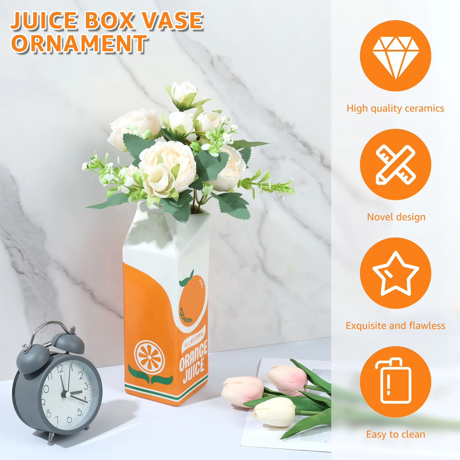 Orange Juice Vase Vintage Box Cute Creative Flower Vases Decor Cute Ceramic Vase Multipurpose Decorative Vase for Living Room