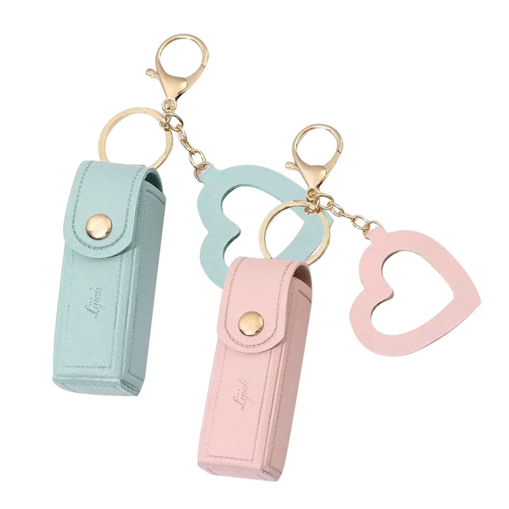 2Pcs Lip Balm Keychain Holder with Attachment Compact Organizer for Makeup and Small Essentials Bag Hanging Ornament