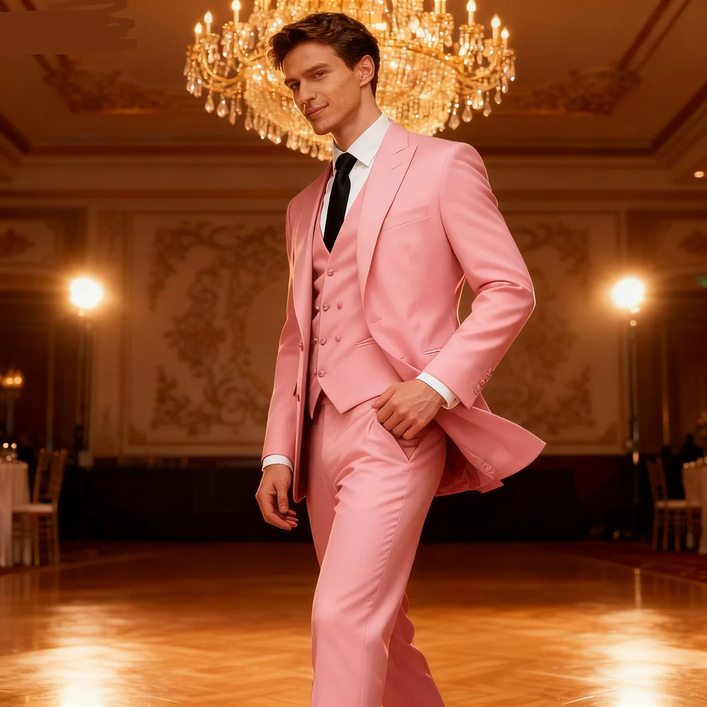 

Men's Three-Piece Suit Set Business Career Wedding Groomsmen Best Man Decoration Formal Dress Code Tailored Look
