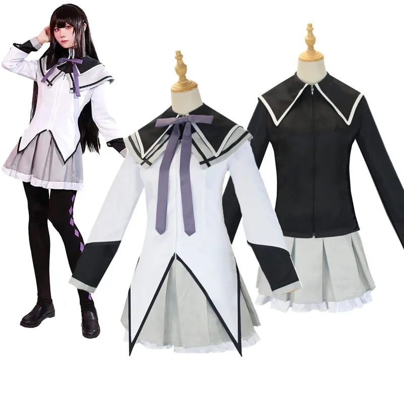 Akemi Homura Cosplay Skirt Anime Magical Girl Puella Magi Cosplay Costume Fighting Uniform Stockings Akemi Homura Outfits