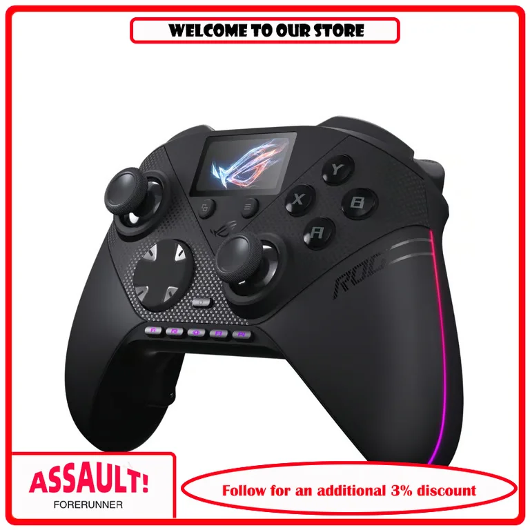 ASUS ROG Raikiri II Pro Gaming Controller, Tri‑Mode Wired 2.4G Bluetooth,8000Hz Polling Rate,Hot‑Swap TMR Joystick,Full‑Color