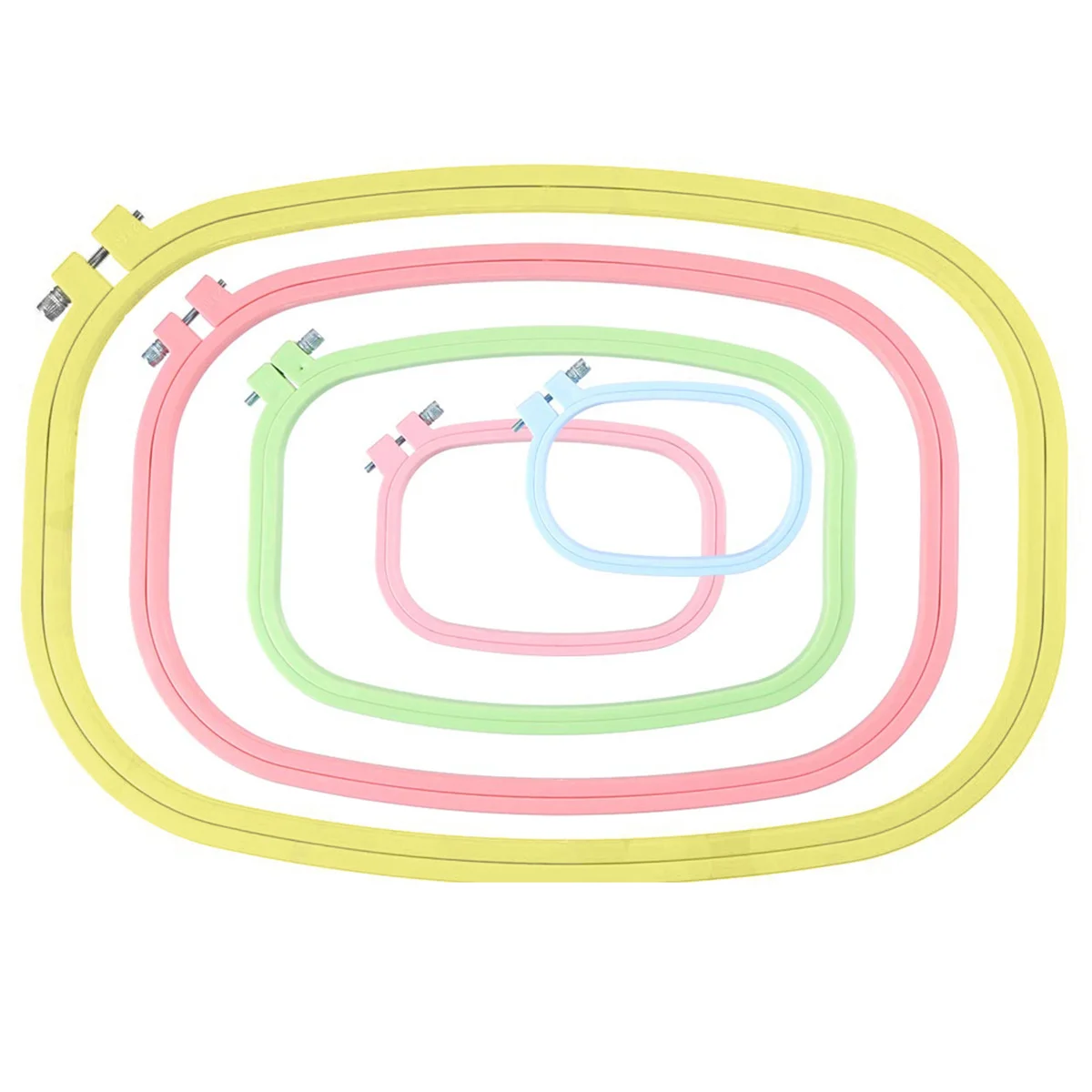 

5 pcs Plastic Embroidery Hoops Square Cross Stitch Rings Adjustable For Diy Sewing Craft Kits Durable Fabric Holder Set