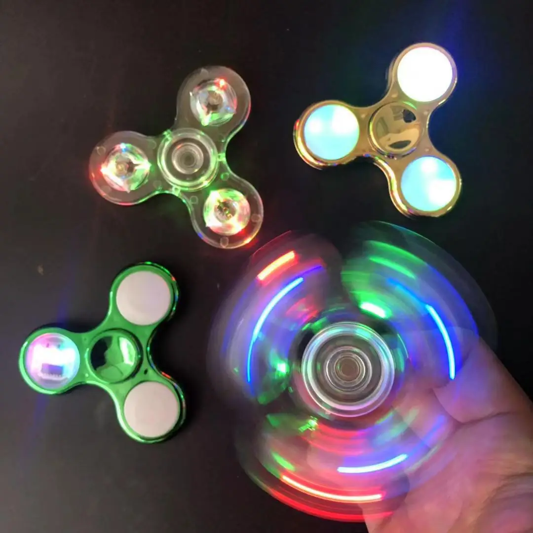 

New Fingertip Gyro Crystal Transparent LED Luminous Hand Spinner Fidget Toys for Children Adhd Autism Antistress 2022 New