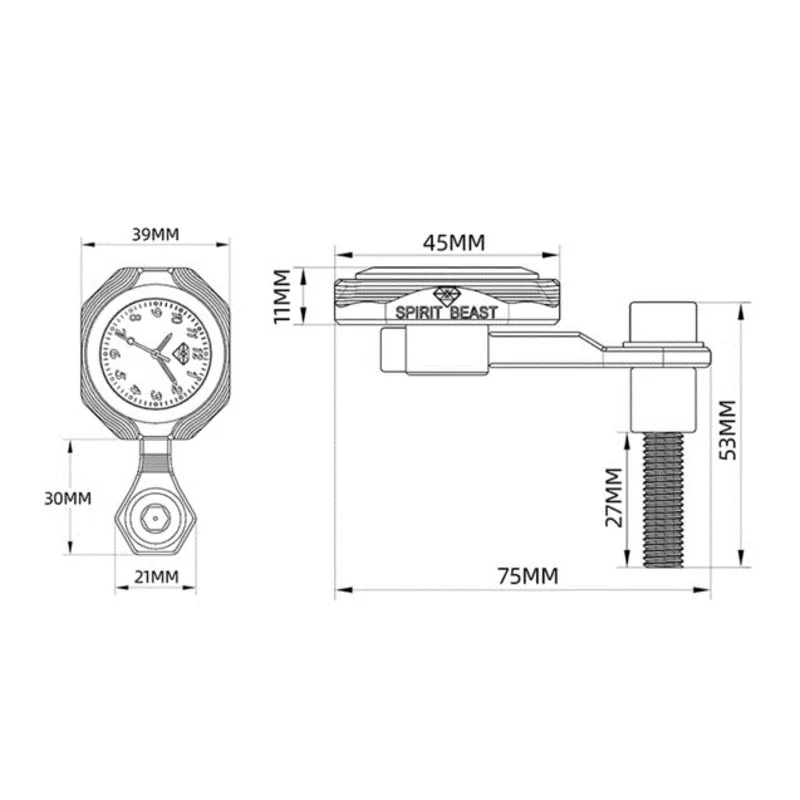 Clock / Thermometer Motorcycle Mounted Universal for M8 M10 Hole Matched M8*35mm Screw Motorcycle Accessories