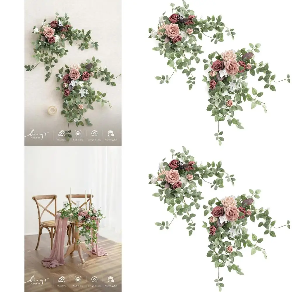

Искусственные цветочные гирлянды цвета пыльной розы и пурпура для свадебных композиций, украшения столов и садовых арок