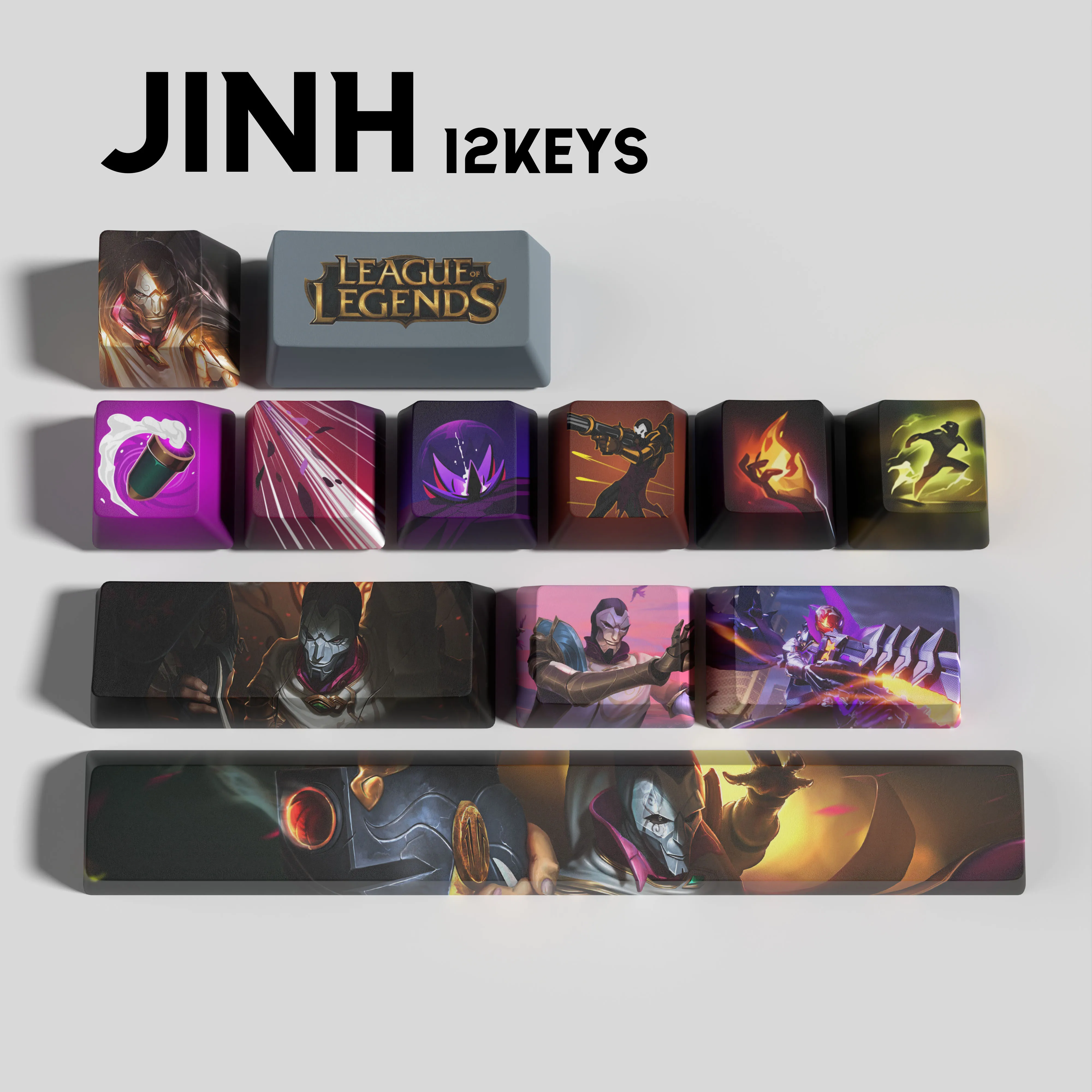 jhin keycaps League of Legends keycaps  game keycaps OEM Profile 10keys PBT dye sub keycaps