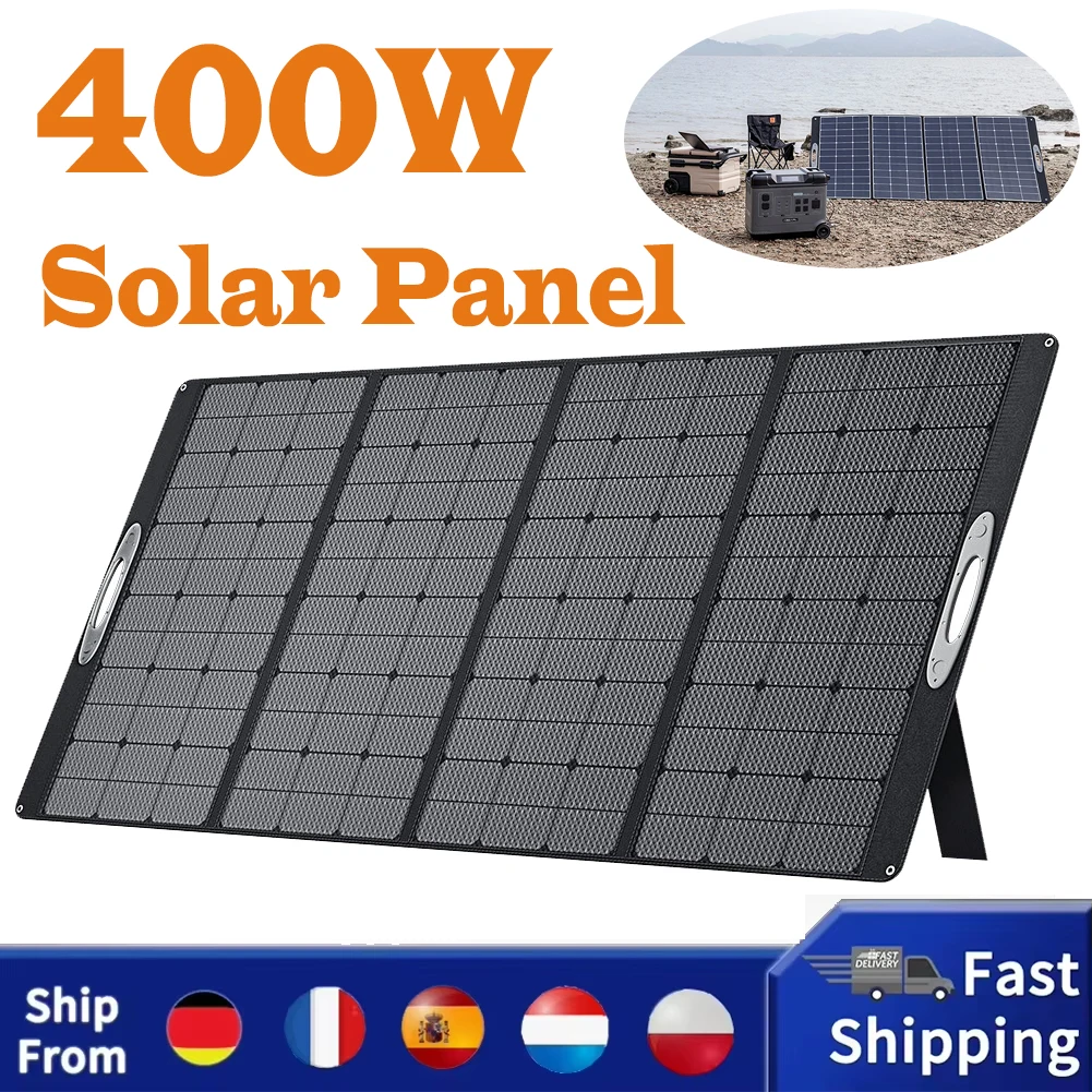 OUKITEL PV400 400W Foldable Portable Solar Panel with Kickstand, 23% Energy Conversion Rate, IP65 Waterproof