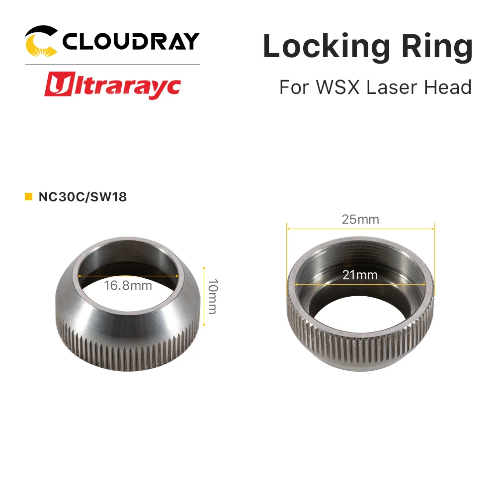 Ultrarayc anillo de bloqueo para WSX KC15 NC30, cabezal de corte láser de fibra, sujetadores, pieza de conexión de boquilla, anillo de bloqueo láser, tuerca de sujeción