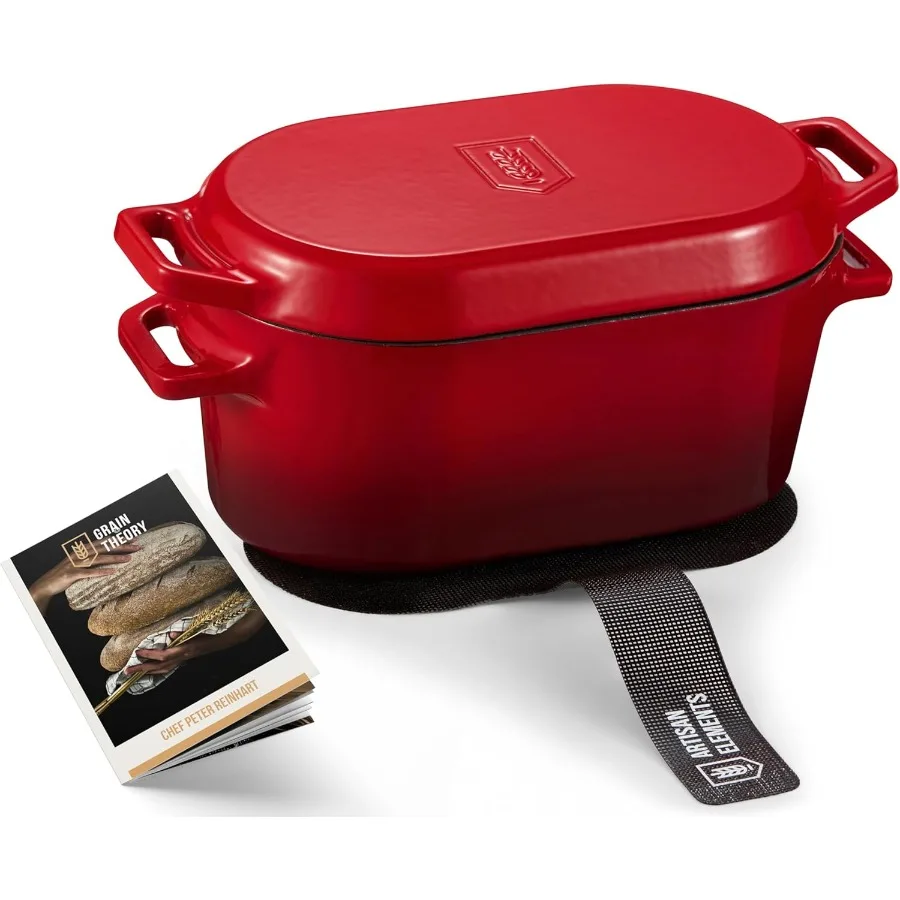 

Dutch Oven for Bread Baking Sourdough Loaf Pan with Dual Handles Enameled Cast Iron Cooking Pot with Sling Dishwasher Safe 3.4