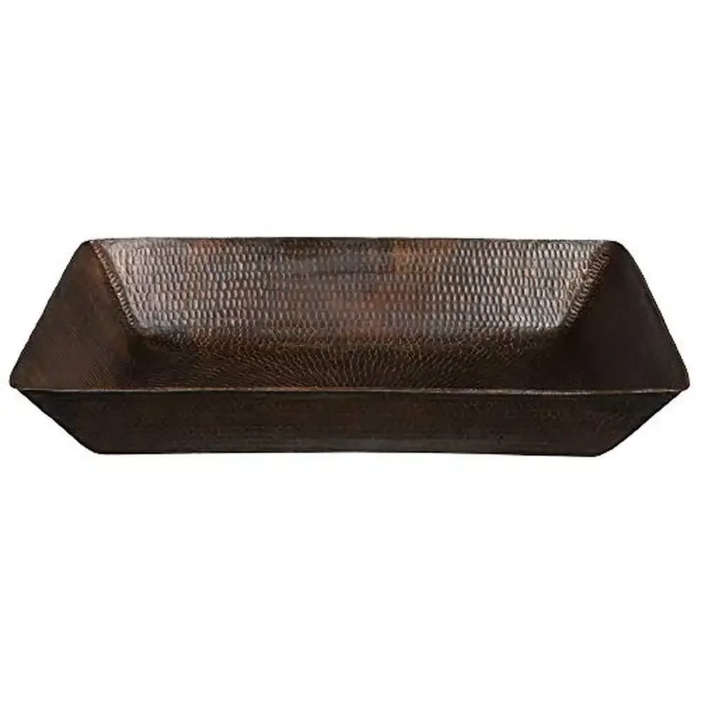 Handcrafted 20-Inch Rectangle Vessel Hammered Copper Sink Hygienic Material Lead Free 99.7% Pure Recycled Copper Compatible