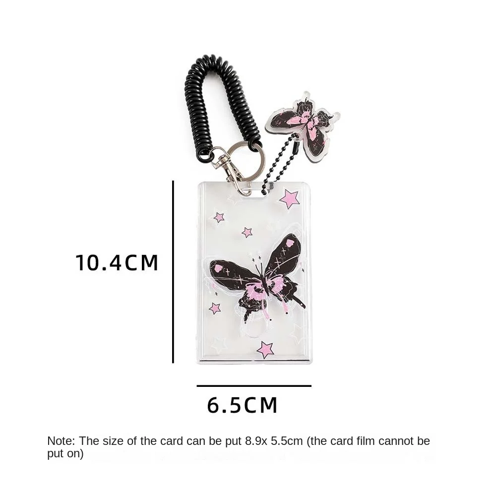 Card Sleeve Transparent Photocard Holder with Pendant ID Card Cover Transparent Card Cover Cartoon Animal Keyring