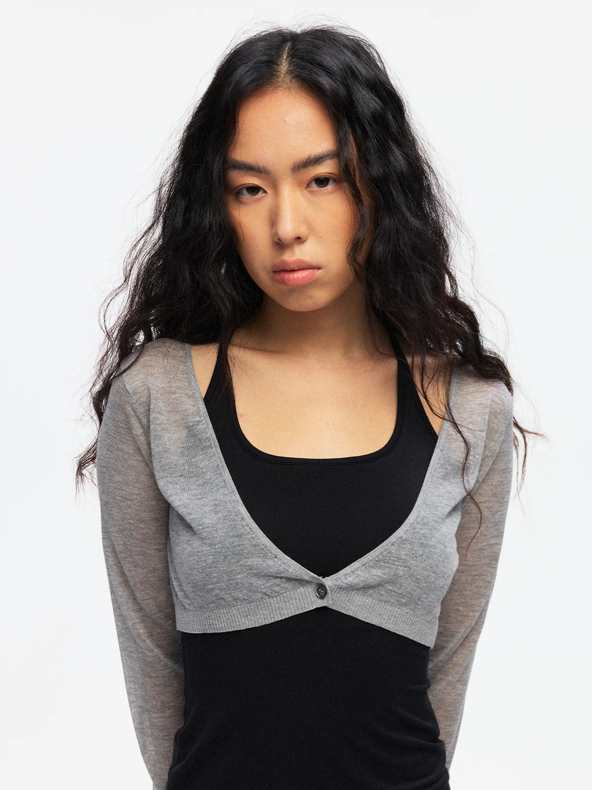 TDDP Lin Lyocell Ultra-Short Long-Sleeve Open Cardigan Women's New 2026 Summer Thin Air Conditioner Cover up Casual Style