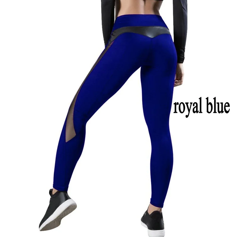 Women Mesh Patchwork Sport Leggings High Waist Tights Pants Solid Sports Wear for Women Gym Push Up Yoga Pants Plus Size S-XL