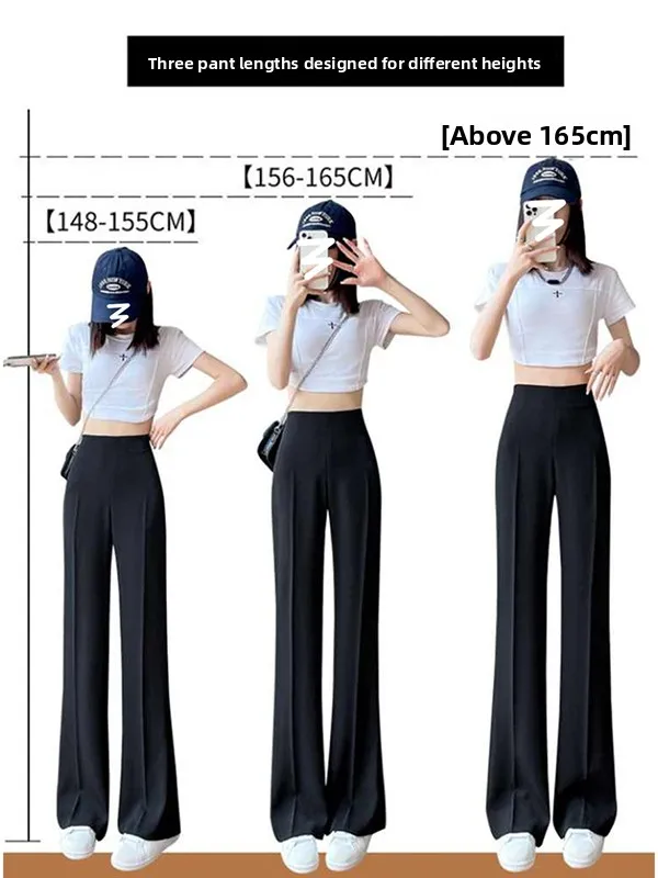 Pantaloni da abito micro svasati in seta bianca di ghiaccio da donna 2025 Nuova estate coreana Sle Pantaloni semplici a gamba dritta slim di piccole dimensioni