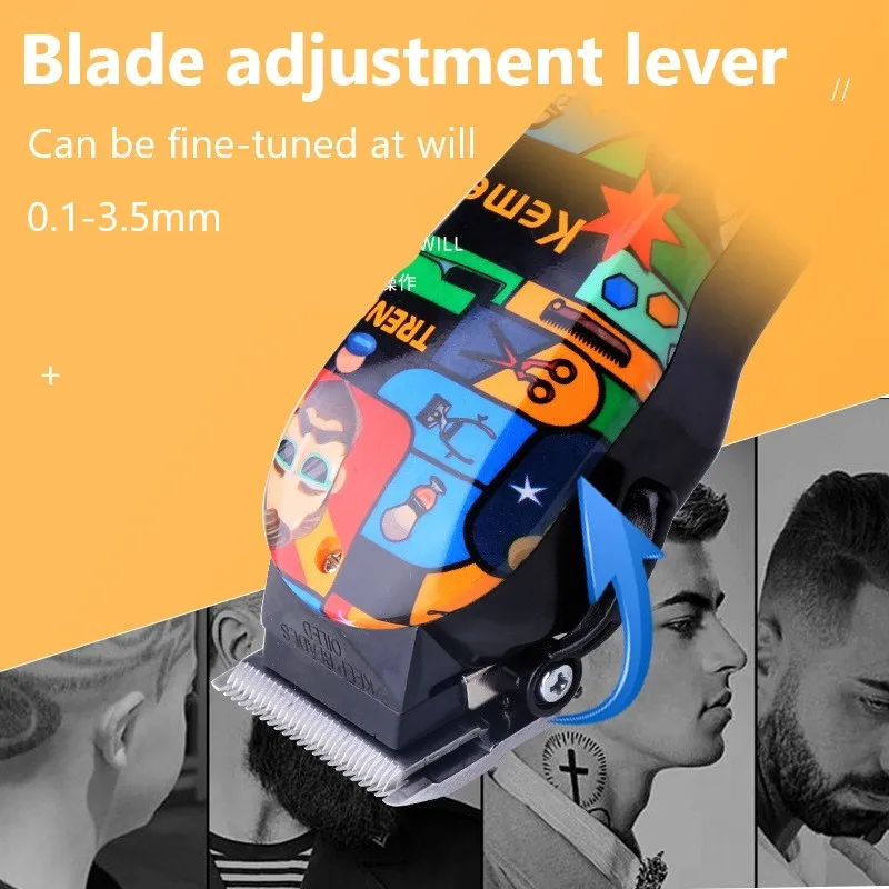 Kemei Professional Barbers Blending Fade Hair Clipper Wired Electric Trimmer Graffiti Hair Cutting Machine Corded Hair Cutter