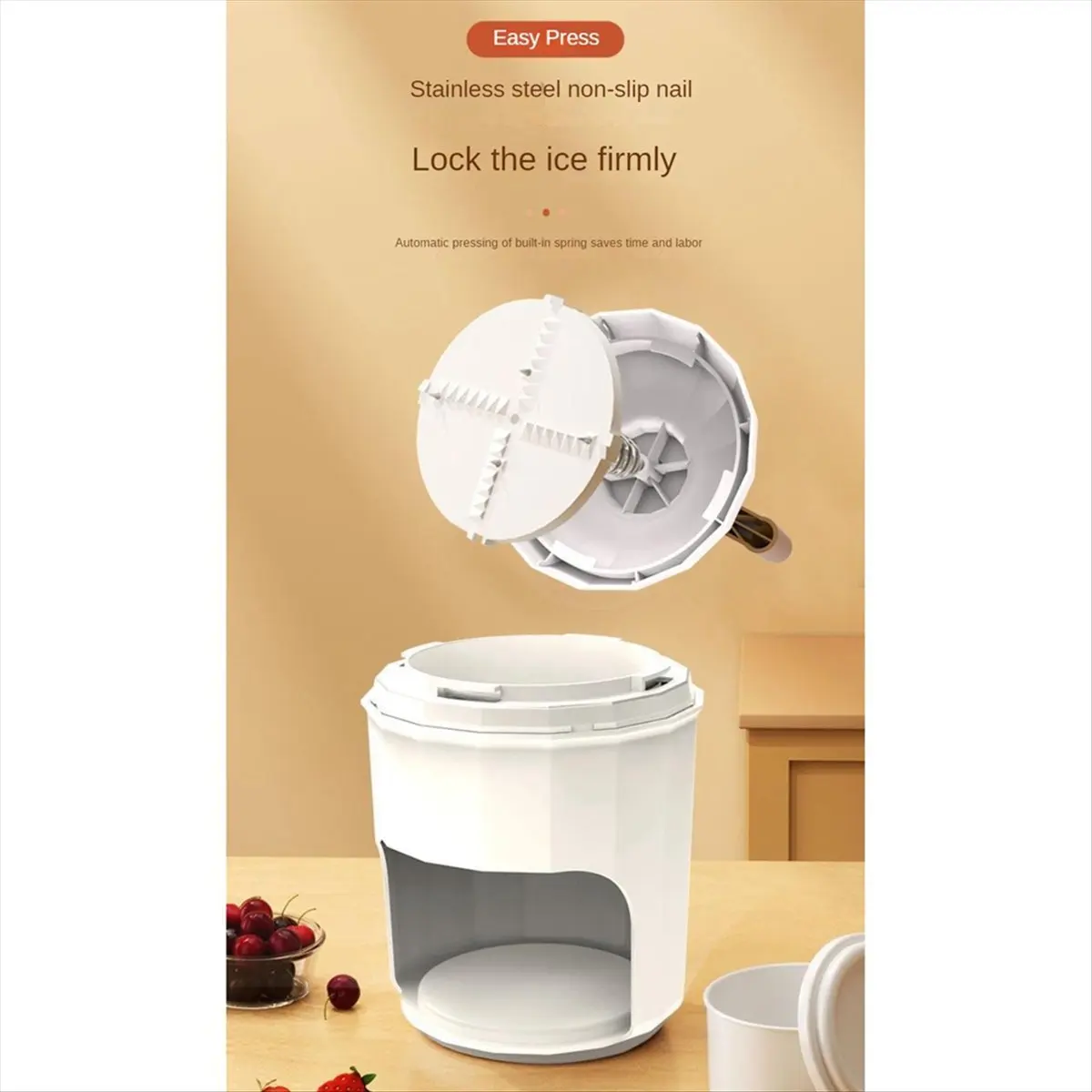 finefine Ice Crusher Manual Rotary Ice Crusher Small Manual Shaving Ice Machine for Household Kitchen Handheld Snow Crusher