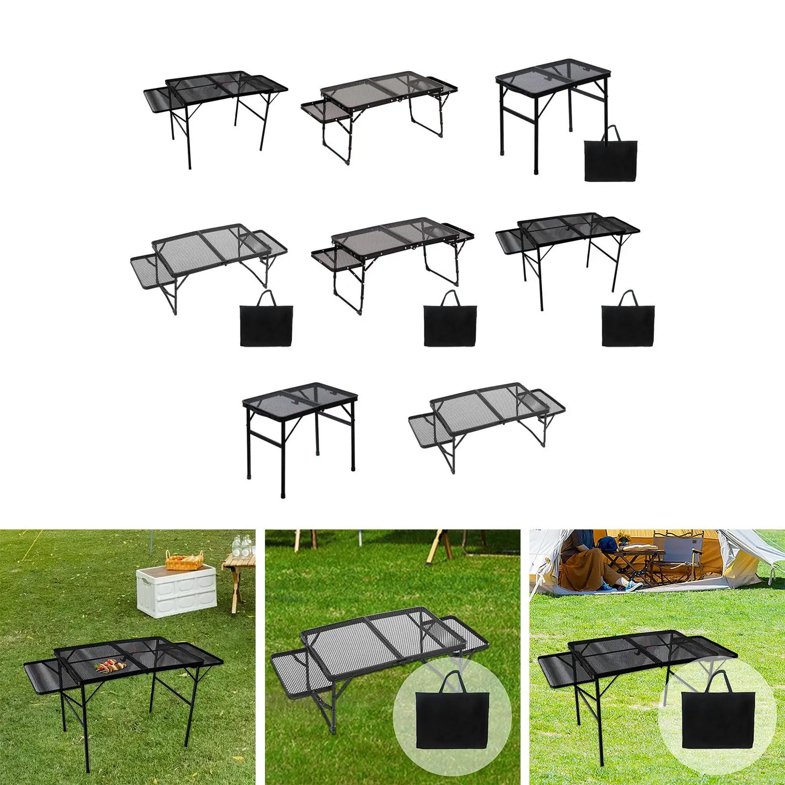 Camping Table Stable Sturdy Furniture Mesh Surface Table Outdoor Table Grill Table for Yard Fishing Picnic Garden Travel