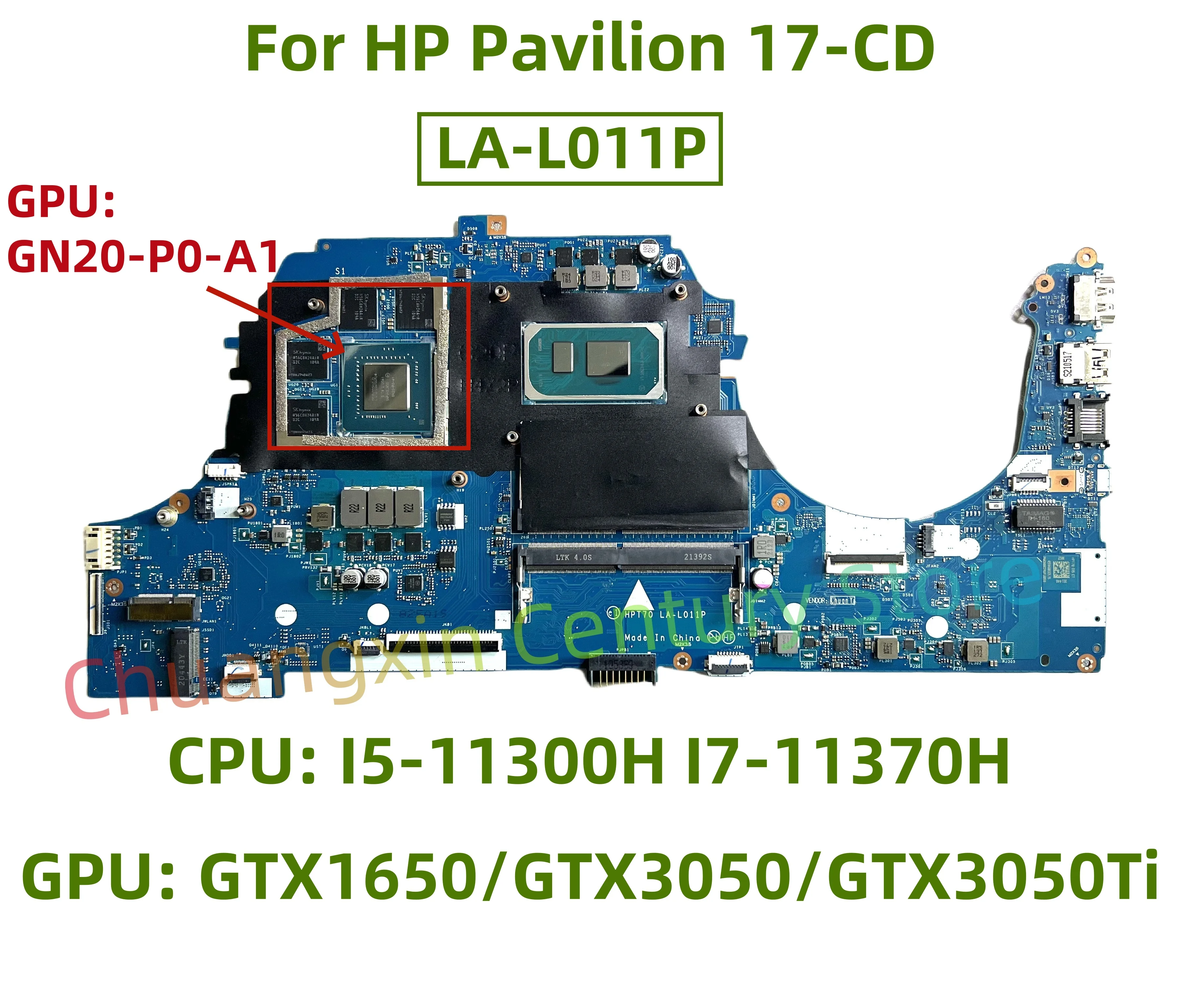 

LA-L011P motherboard suitable for HP Pavilion 17-CD laptop with CPU: I5-11300H I7-11370H GPU: GTX1650/GTX3050/GTX3050Ti 4GB