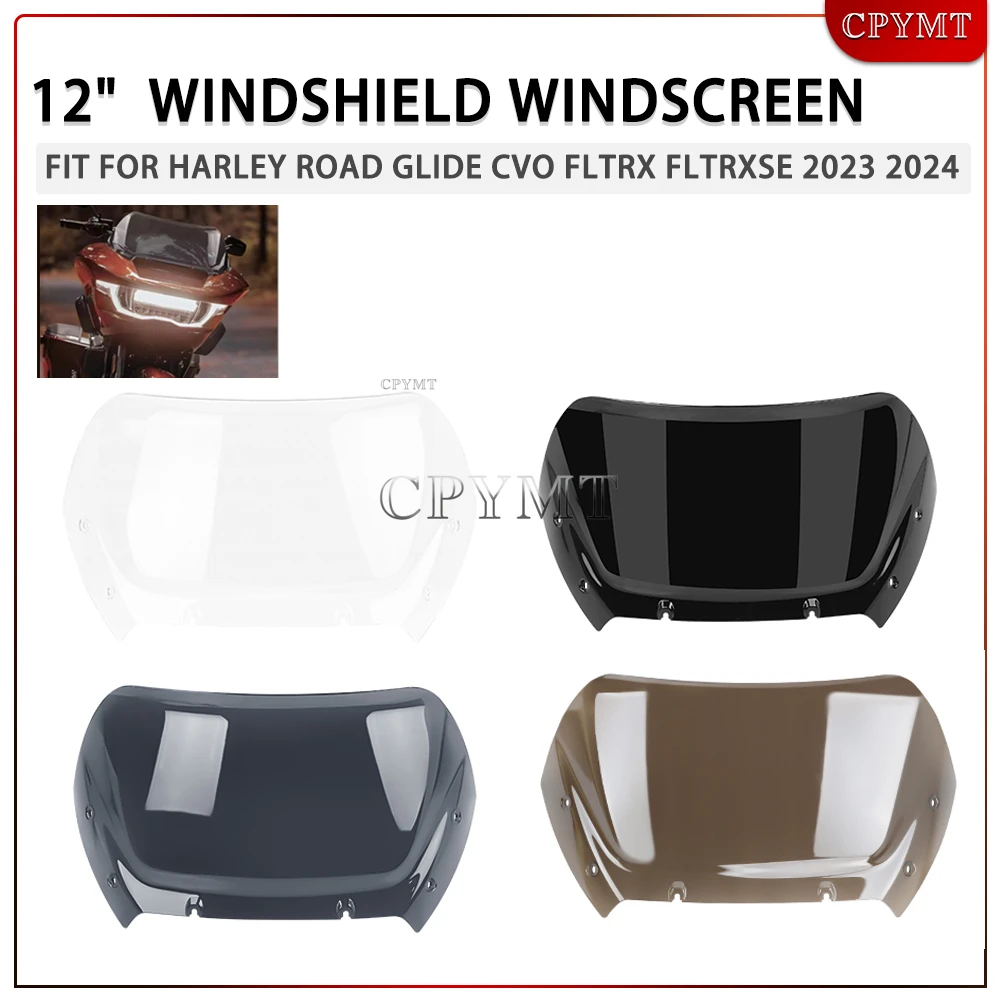 

12" Windscreen Fit for Harley Touring Road Glide FLTRX CVO FLTRXSE FLTRXSTSE 23 24 Motorcycle Wind Splitter Windshield Deflector