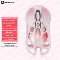 Gravastar Rose Powder M1 Wireless Gaming Mouse Magnesium Alloy Hollow PAW3395 BT 2.4G Wired Esports FPS Gamer Mouse Female Gifts
