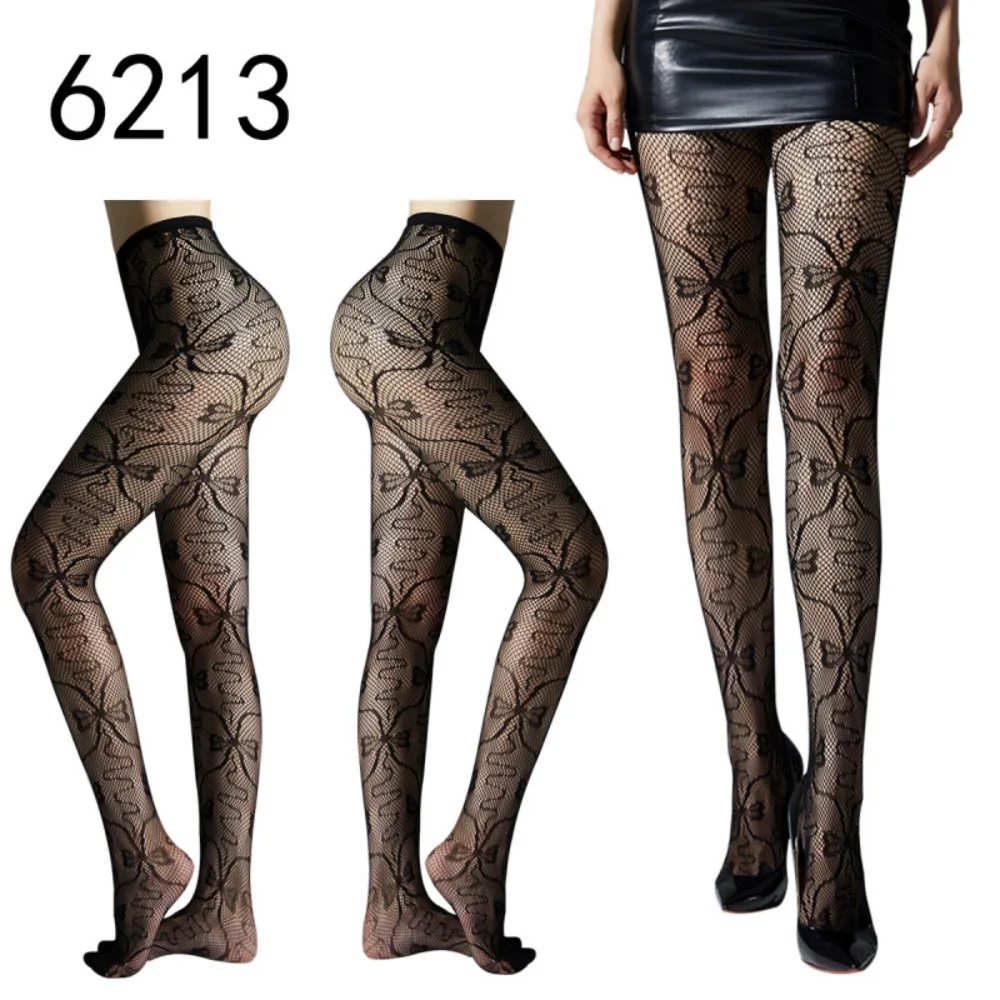 

Сексуальные чулки в стиле ретро с черным узором, ажурные чулки, черные чулки для ночного клуба, модные сексуальные чулки