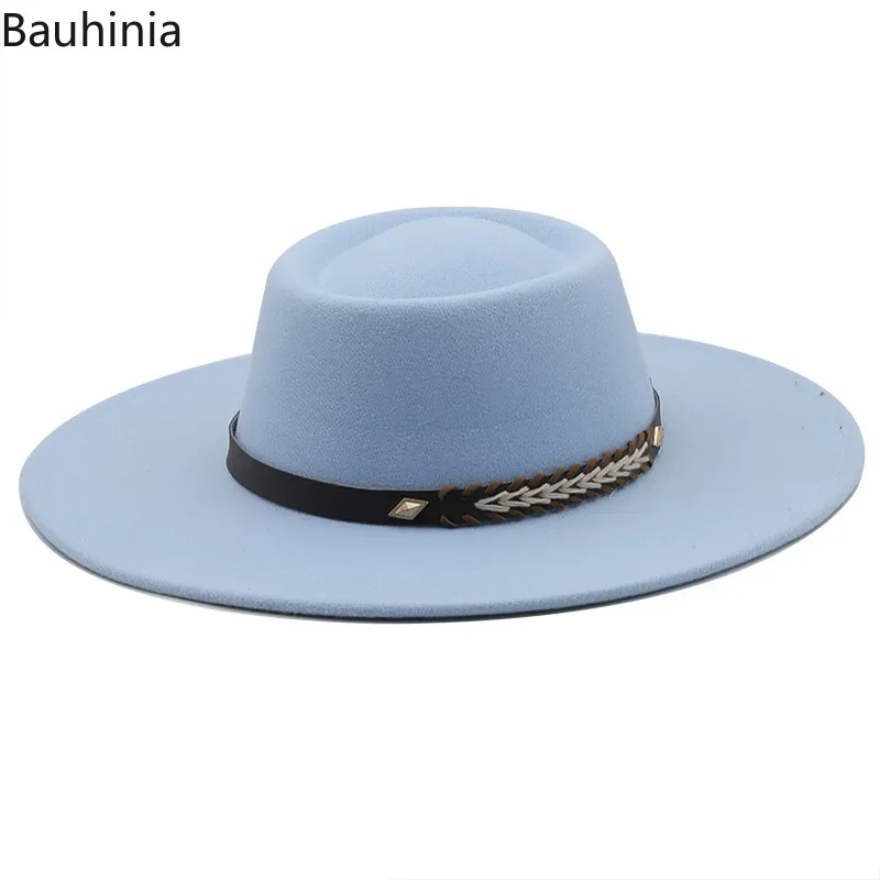 British Style Felt Fedoras Hats for Women9.5CM Wide Brim Men Formal Luxury Jazz Caps Bowler Wedding Dress Hat Chapeau Femme