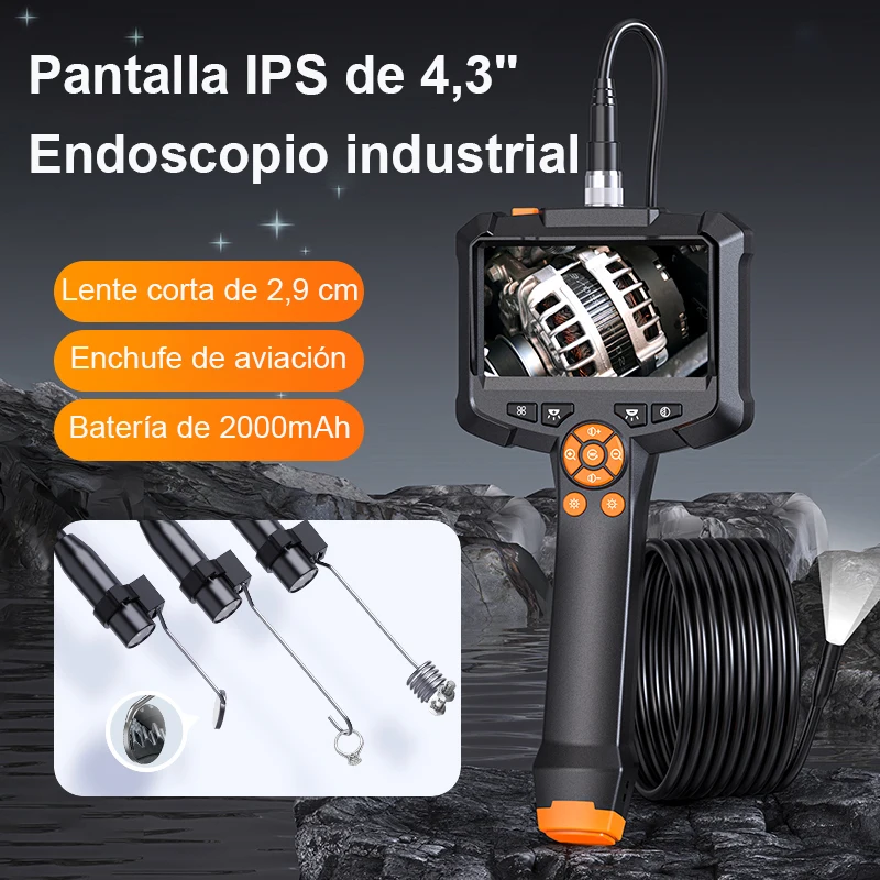 Industrial Borescope Borescope Camera 4.3 inch IPS Display IP67 Waterproof HD1080P 8mm Lens for Pipe and Sewer Inspection Repair