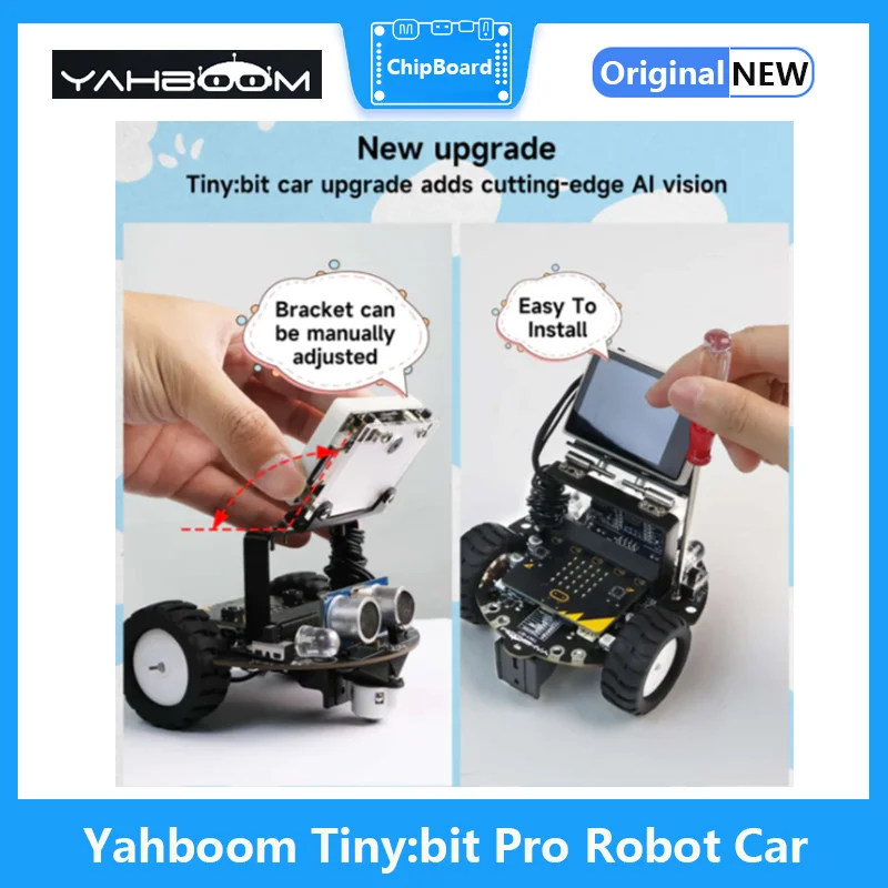 Yahboom Tiny:Bit Pro AI Visual Robot Car, Programming K210 Module For AI Visual Recognition Autonomous Driving Kit