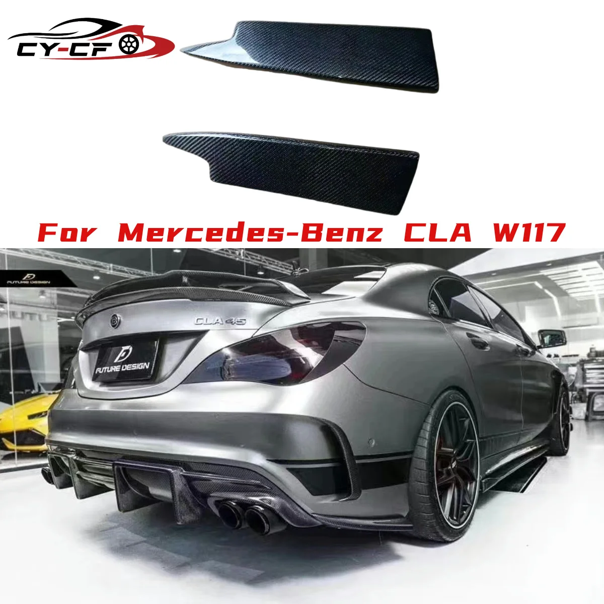 

For Mercedes Benz CLA Class W117 C117 CLA45 AMG 2013-2019 Car Styling FRP Carbon Fiber Material Rear Bumper Splitter Corner Lip